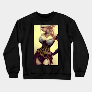 Beautiful blonde steampunk madame in corset artwork Crewneck Sweatshirt